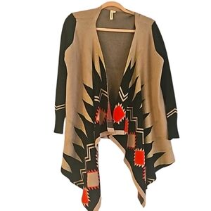 Aztec print waterfall open cardigan. Size s/m
